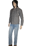 Flame Resistant Blue Plaid Snap Shirt Jacket