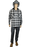 Flame Resistant Charcoal Plaid Snap Shirt Jacket