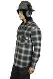 Flame Resistant Charcoal Plaid Snap Shirt Jacket