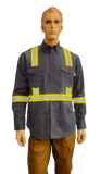 Flame Resistant Reflective Ripstop Button Down Shirt Charcoal