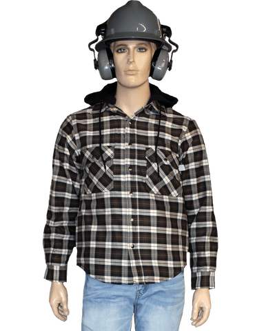 Flame Resistant Espresso Plaid Snap Shirt Jacket