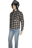 Flame Resistant Espresso Plaid Snap Shirt Jacket