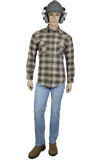 Flame Resistant Western Khaki Plaid Snap Shirt