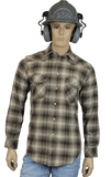Flame Resistant Western Khaki Plaid Snap Shirt