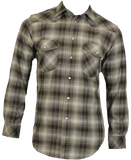 Flame Resistant Western Khaki Plaid Snap Shirt
