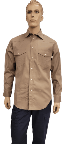 Flame Resistant Ripstop Snap Shirt Khaki