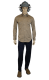 Flame Resistant Western Stonewash Snap Shirt Khaki