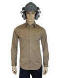 Flame Resistant Western Stonewash Snap Shirt Khaki