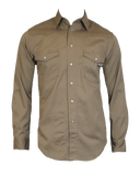 Flame Resistant Western Stonewash Snap Shirt Khaki