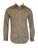 Flame Resistant Western Stonewash Snap Shirt Khaki
