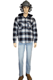 Flame Resistant Navy Plaid Snap Shirt Jacket