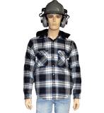 Flame Resistant Navy Plaid Snap Shirt Jacket