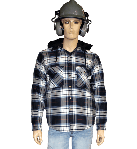 Flame Resistant Navy Plaid Snap Shirt Jacket