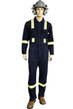 Flame Resistant Reflective Coveralls With Leg Zippers Navy