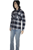 Flame Resistant Navy Plaid Snap Shirt Jacket