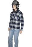 Flame Resistant Navy Plaid Snap Shirt Jacket