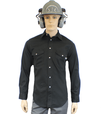 Flame Resistant Western Stonewash Snap Shirt Black