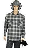 Flame Resistant Charcoal Plaid Snap Shirt Jacket