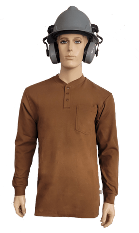 Flame Resistant Henley Shirt Pecan