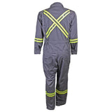 Flame Resistant Reflective Coveralls With Leg Zippers Gray