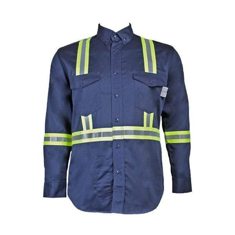 Flame Resistant Reflective Button Shirt Navy