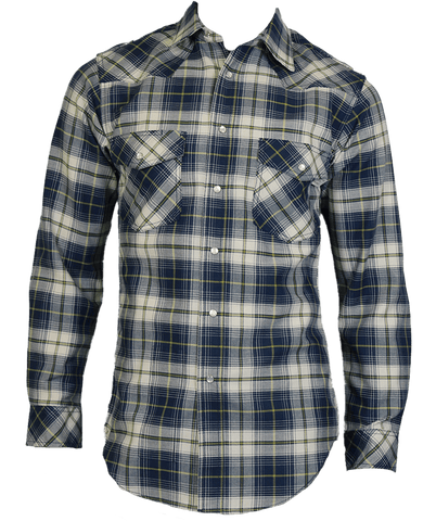 Flame Resistant Western Blue Plaid Snap Shirt