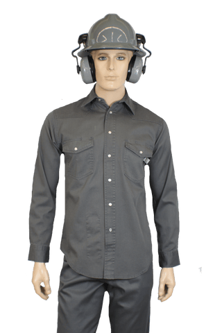 Flame Resistant Western Stonewash Snap Shirt Charcoal