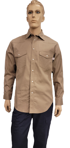 Flame Resistant Ripstop Snap Shirt Khaki