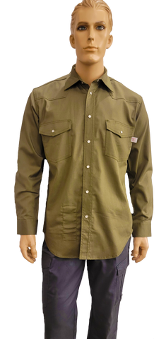 Flame Resistant Ripstop Snap Shirt Moss