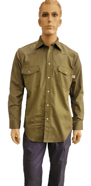 Flame Resistant Ripstop Snap Shirt Moss – Oil and Gas Safety Supply