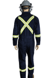Flame Resistant Navy Reflective Coveralls With Leg Zippers