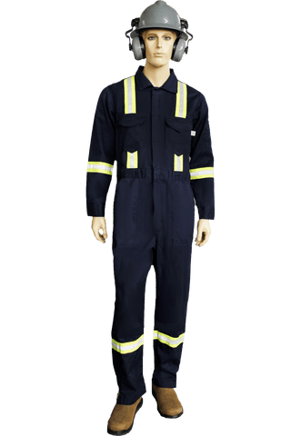 Flame Resistant Reflective Coveralls With Leg Zippers Navy