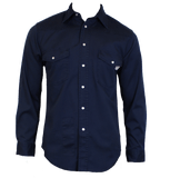 Flame Resistant Western Stonewash Snap Shirt Navy