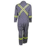 Flame Resistant Gray Reflective Coveralls With Leg Zippers