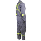 Flame Resistant Gray Reflective Coveralls With Leg Zippers
