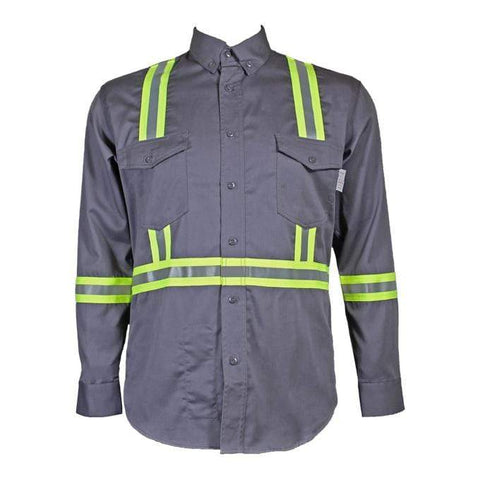 Flame Resistant  Reflective Button Shirt Gray