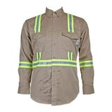 Flame Resistant  Reflective Button Shirt Khaki