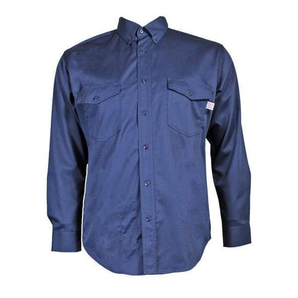 Flame Resistant Reflective Button Shirt Navy – Oil and Gas Safety Supply